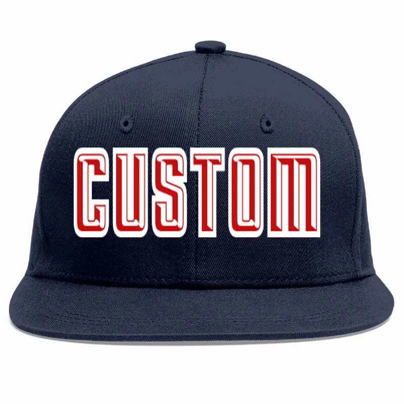 Baseball caps with elastic fit-Custom Navy Red-White Casual Sport Baseball Cap