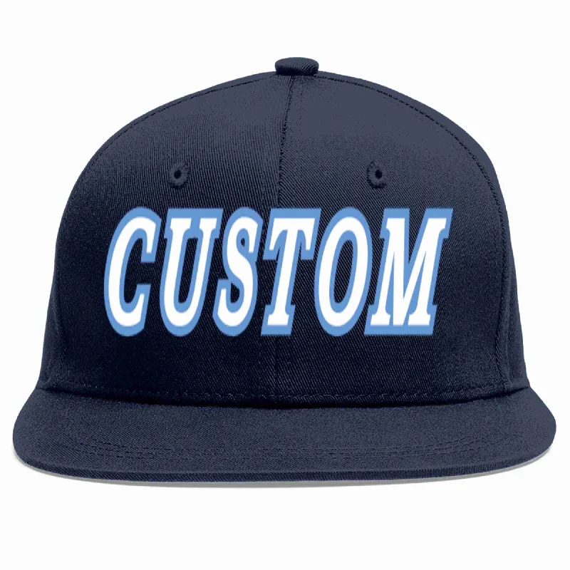 Brim design and comfort of baseball caps-Custom Navy White-Light Blue Casual Sport Baseball Cap