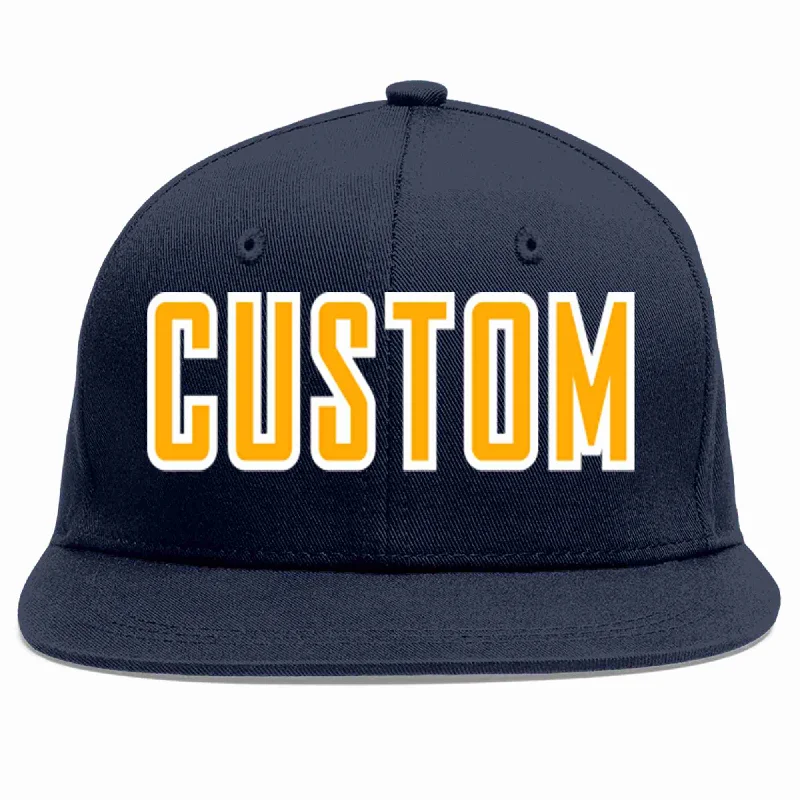 Durability of baseball caps-Custom Navy Yellow-White Casual Sport Baseball Cap