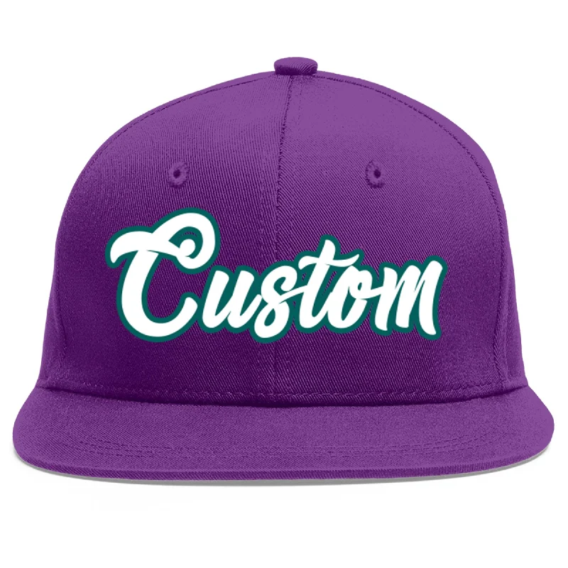 Baseball cap sun protection level-Custom Purple White-Aqua Flat Eaves Sport Baseball Cap