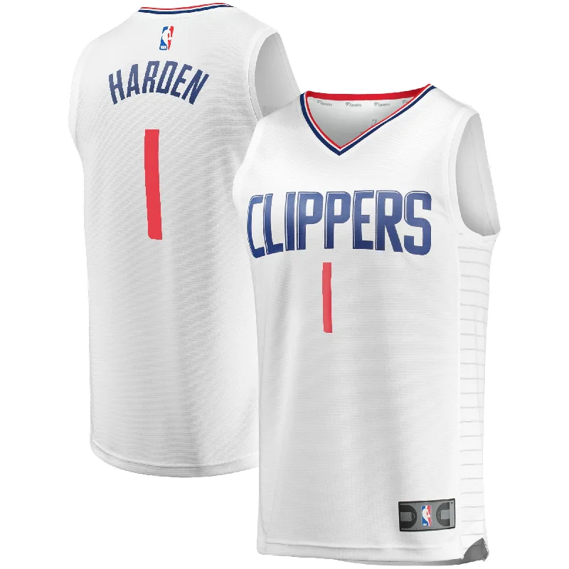 Basketball jerseys for boys and girls teams-James Harden La Clippers Branded Youth Fast Break Player Basketball Jersey - Association Edition - White