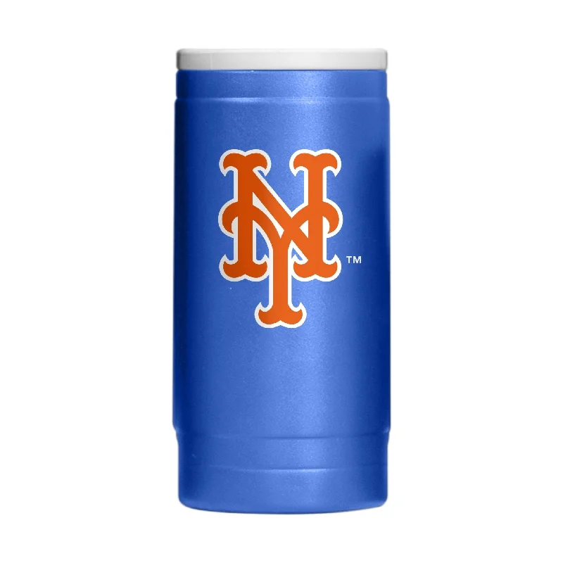 Team cups with team mascot designs-New York Mets Flipside Powder Coat Slim Can Coolie