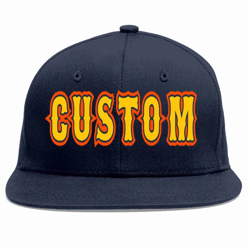 Reflective baseball caps for night safety-Custom Navy Gold-Navy Casual Sport Baseball Cap