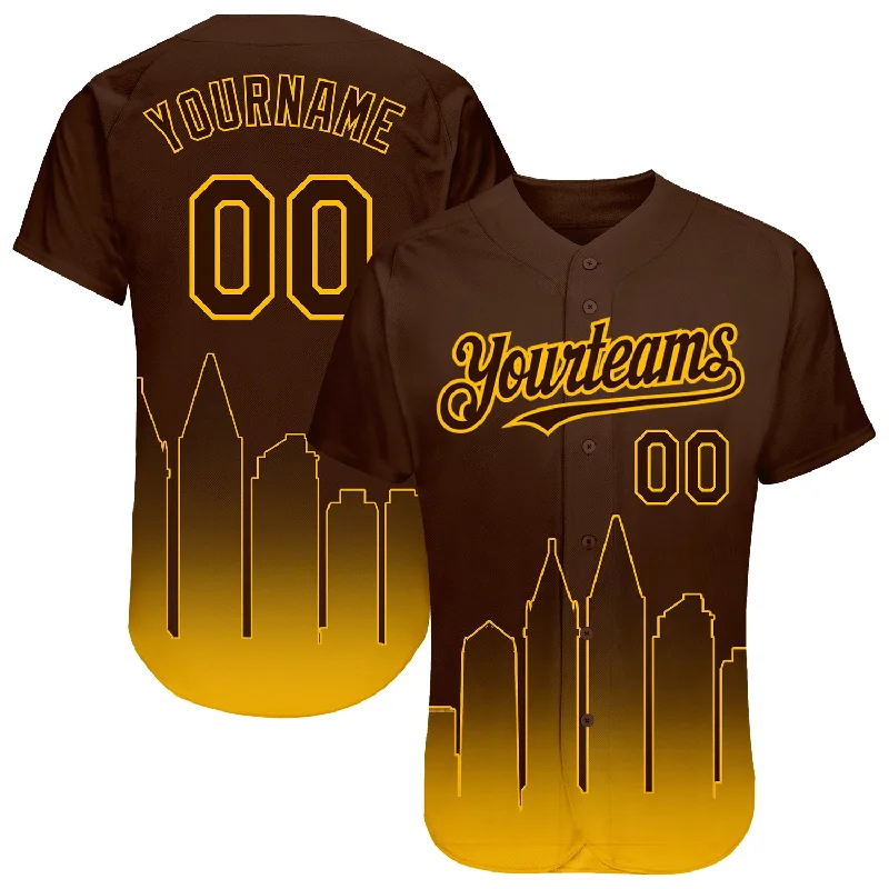 Baseball jerseys for support during intense games-Custom Brown Gold 3D San Diego City Edition Fade Fashion Authentic Baseball Jersey