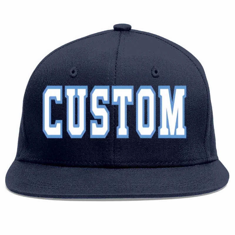 Adjustability in baseball caps-Custom Navy White-Light Blue Casual Sport Baseball Cap