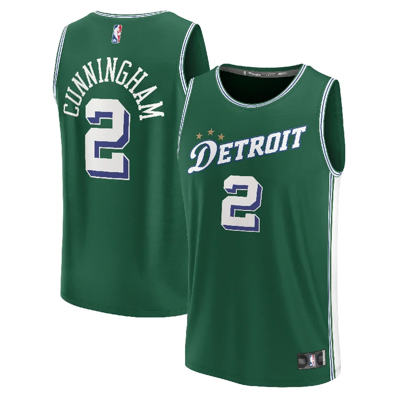 Basketball jerseys with customizable team logos and numbers-Cade Cunningham Detroit Pistons Branded Youth Fastbreak Basketball Jersey - City Edition - Green