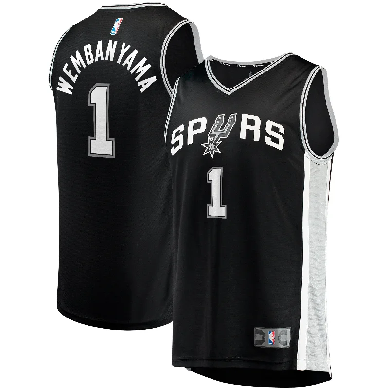 High-quality basketball jerseys for professional players-Victor Wembanyama San Antonio Spurs Branded Youth Fast Break Basketball Jersey - Icon Edition - Black