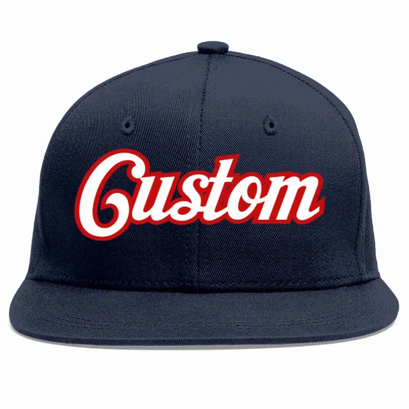 Baseball caps for all-weather use-Custom Navy White-Red Casual Sport Baseball Cap