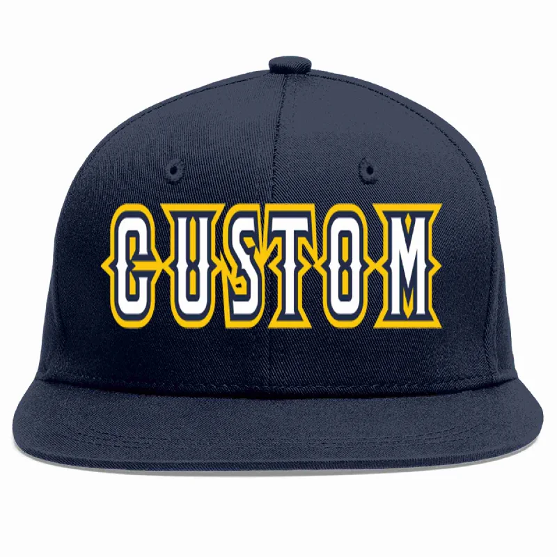 Waterproof baseball caps-Custom Navy White-Navy Casual Sport Baseball Cap