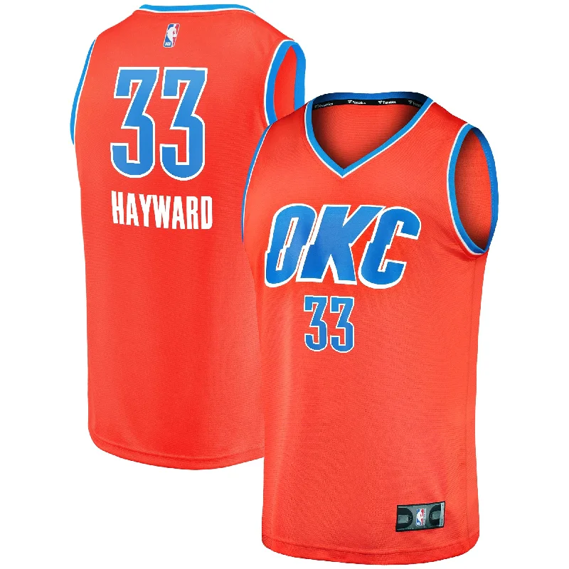 Basketball jerseys with moisture-resistant fabric-Gordon Hayward Oklahoma City Thunder Branded Youth Fast Break Player Basketball Jersey - Statement Edition - Orange