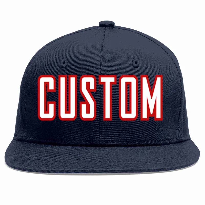 Baseball cap color combinations-Custom Navy White-Red Casual Sport Baseball Cap