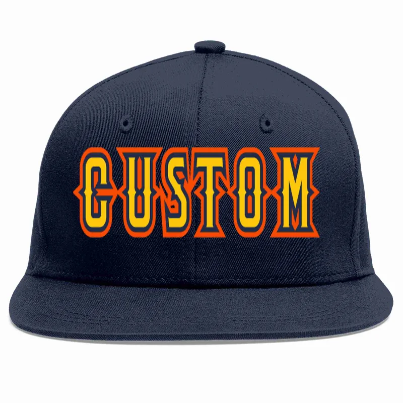 Baseball caps for outdoor sports-Custom Navy Gold-Navy Casual Sport Baseball Cap