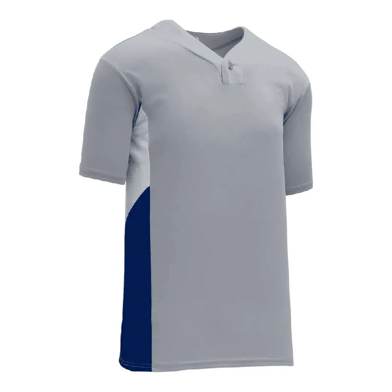 Baseball jerseys with short sleeves for summer play-DryFlex Two-Tone Single Button Grey-Royal-White Jersey