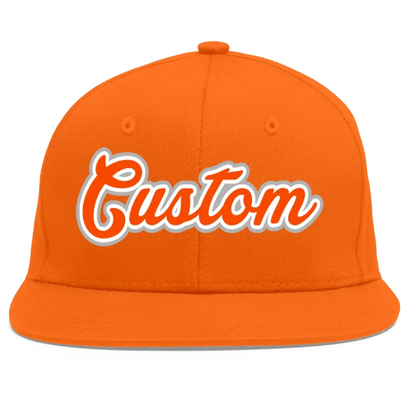 Innovative baseball cap designs-Custom Orange Orange-White Flat Eaves Sport Baseball Cap