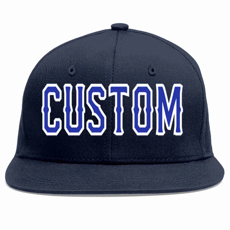 Pairing baseball caps with sports shirts-Custom Navy Royal-White Casual Sport Baseball Cap