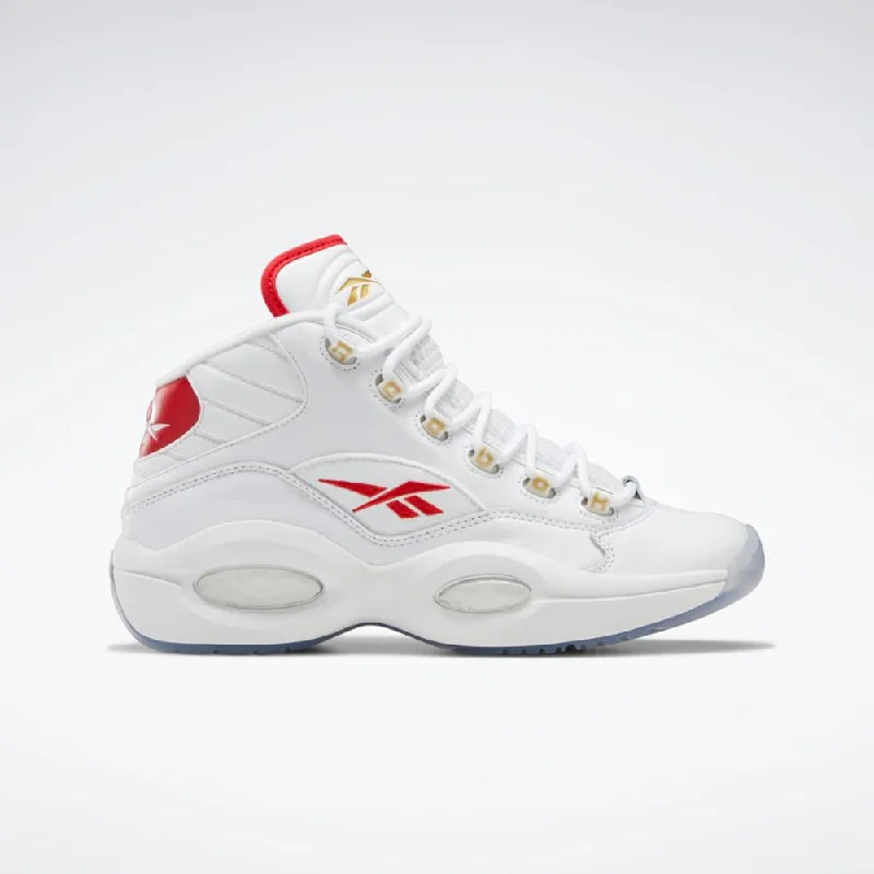 Basketball shoes with the best foot lockdown-Reebok Footwear Men QUESTION MID FTWR WHT/FTWR WHT/VECTOR RED