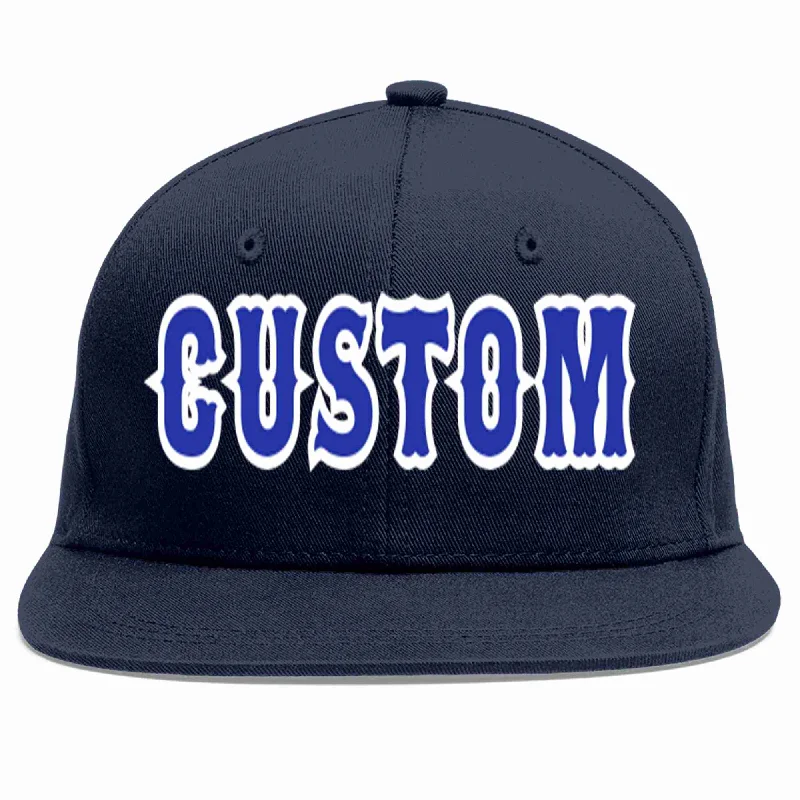 Baseball caps for athletes' performance-Custom Navy Royal-White Casual Sport Baseball Cap