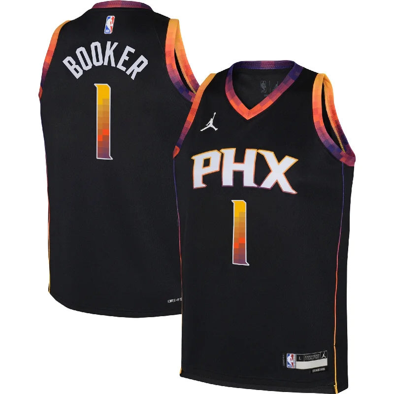 Basketball jerseys for spring and summer tournaments-Devin Booker Phoenix Suns Jordan Brand Youth Swingman Basketball Jersey - Statement Edition - Black