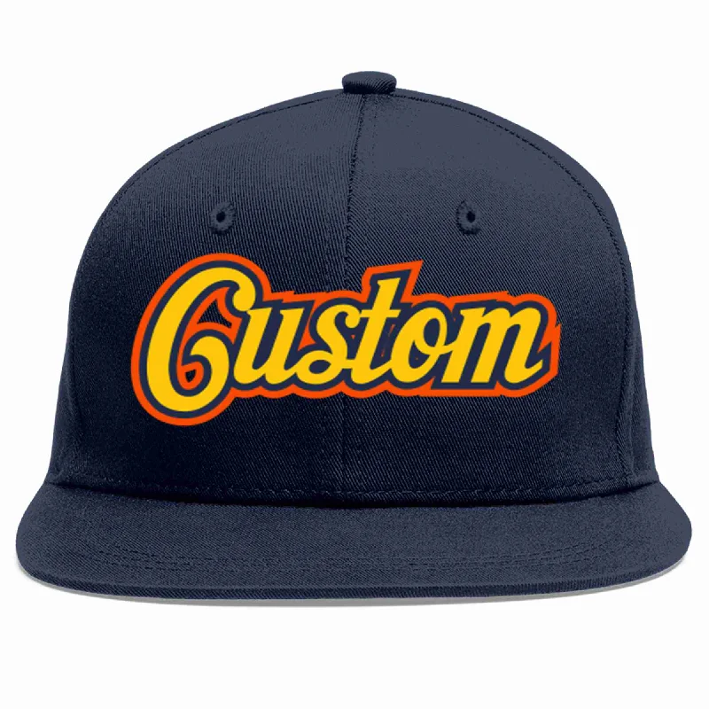 Popular baseball cap styles for sports-Custom Navy Gold-Navy Casual Sport Baseball Cap