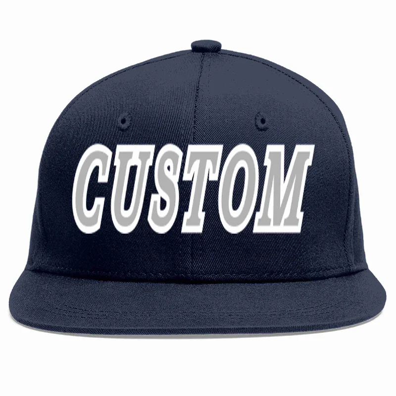 Innovative baseball cap designs-Custom Navy Gray-White Casual Sport Baseball Cap