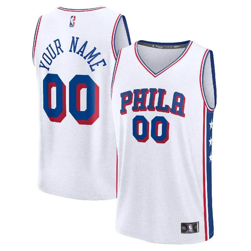 Best lightweight basketball jerseys for speed and agility-Philadelphia 76ers Branded Youth Custom Fast Break Basketball Jersey - White - Association Edition