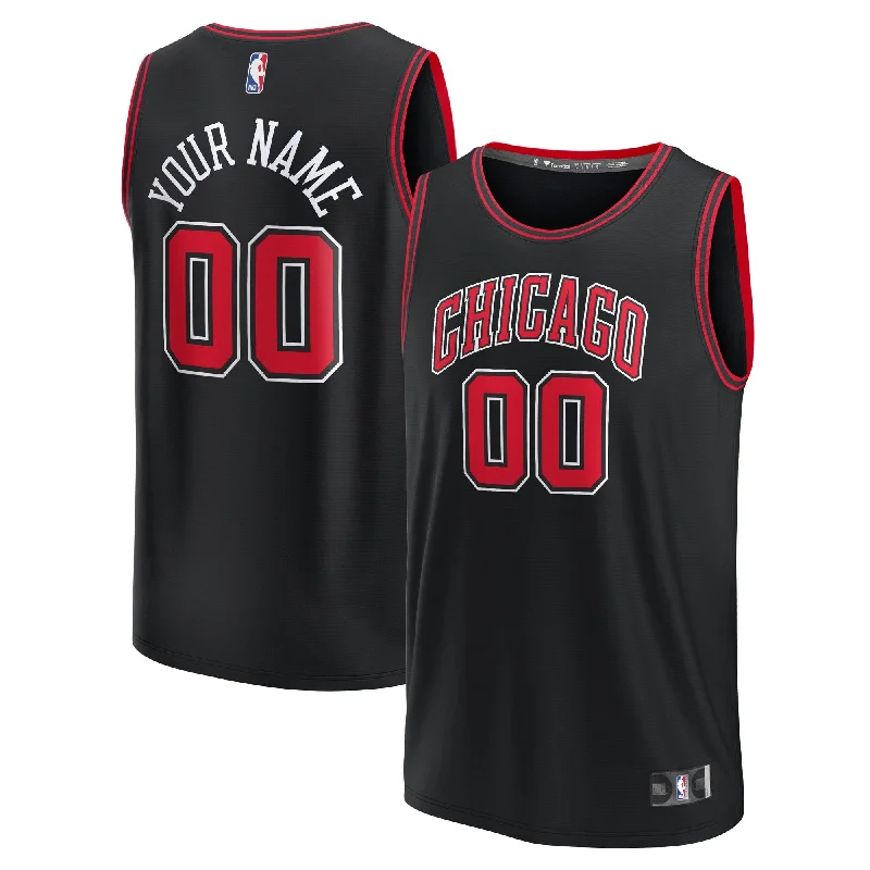 Basketball jerseys with contrasting trim for extra style-Chicago Bulls Branded Youth Fast Break Custom Basketball Jersey - Statement Edition - Black