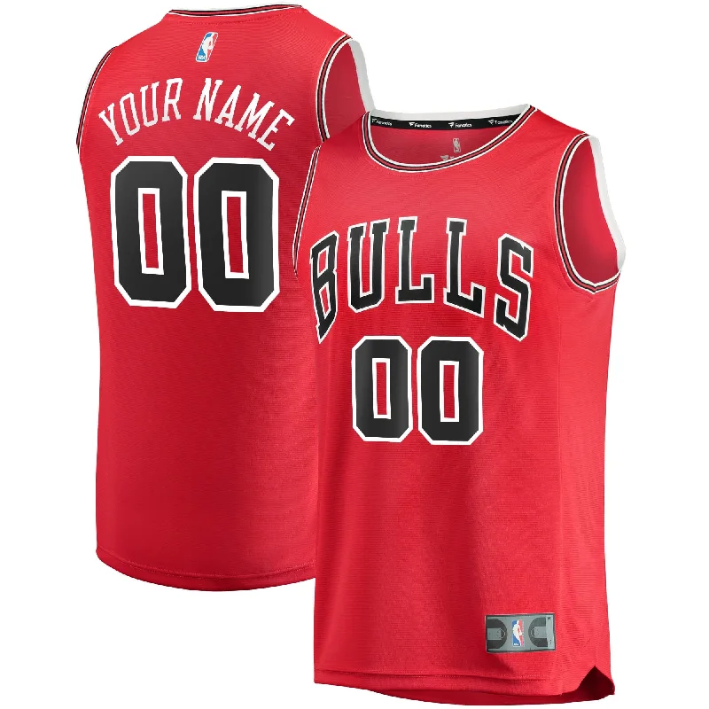 Personalized basketball jerseys with names and numbers-Chicago Bulls Branded Youth Fast Break Custom Basketball Jersey Red - Icon Edition