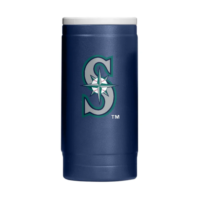 Best material for team cups-Seattle Mariners Flipside Powder Coat Slim Can Coolie