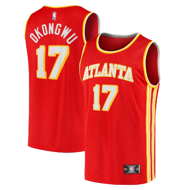 Basketball jerseys with short sleeves for summer play-Onyeka Okongwu Atlanta Hawks Branded Youth Fast Break Basketball Jersey Red - Icon Edition