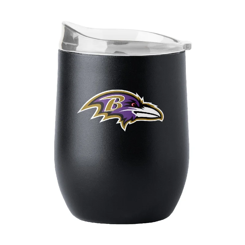 Custom team cups for local sports leagues-Baltimore Ravens 16oz Flipside Powder Coat Curved Beverage