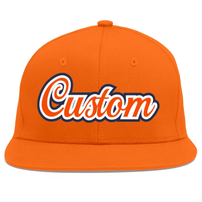 All-season baseball caps-Custom Orange Orange-White Flat Eaves Sport Baseball Cap