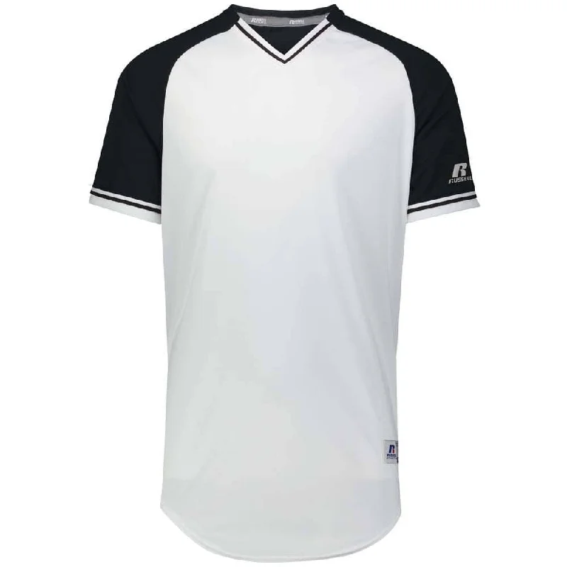 Best lightweight baseball jerseys for speed and agility-Classic White-Black V-Neck Jersey