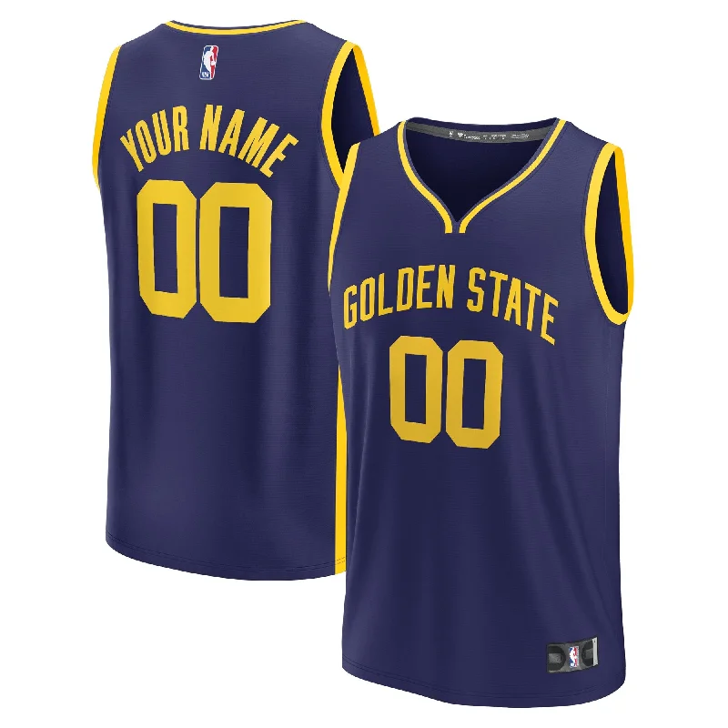 Custom basketball jerseys with full-sleeve designs-Golden State Warriors Branded Youth Fast Break Custom Basketball Jersey - Statement Edition - Navy