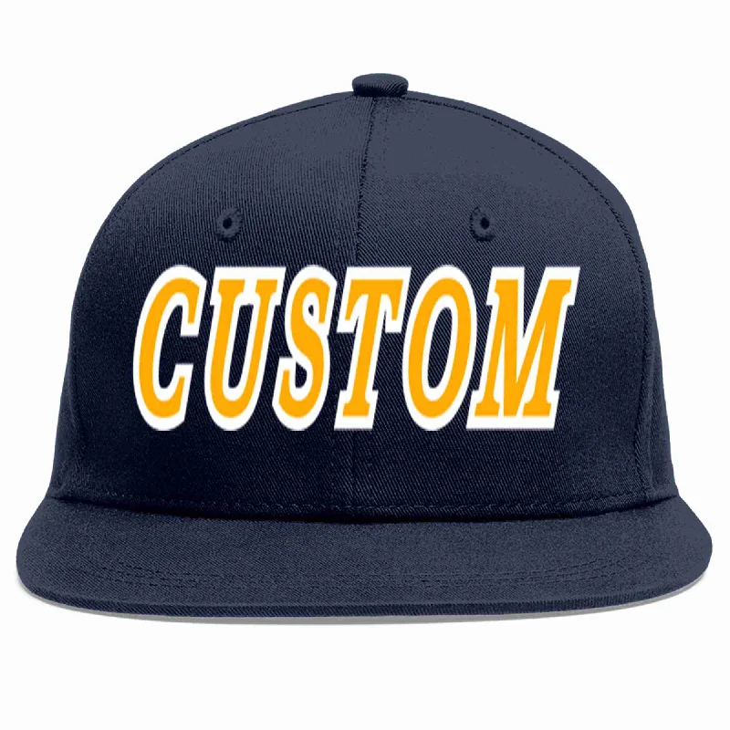 Baseball cap fabric comfort-Custom Navy Yellow-White Casual Sport Baseball Cap