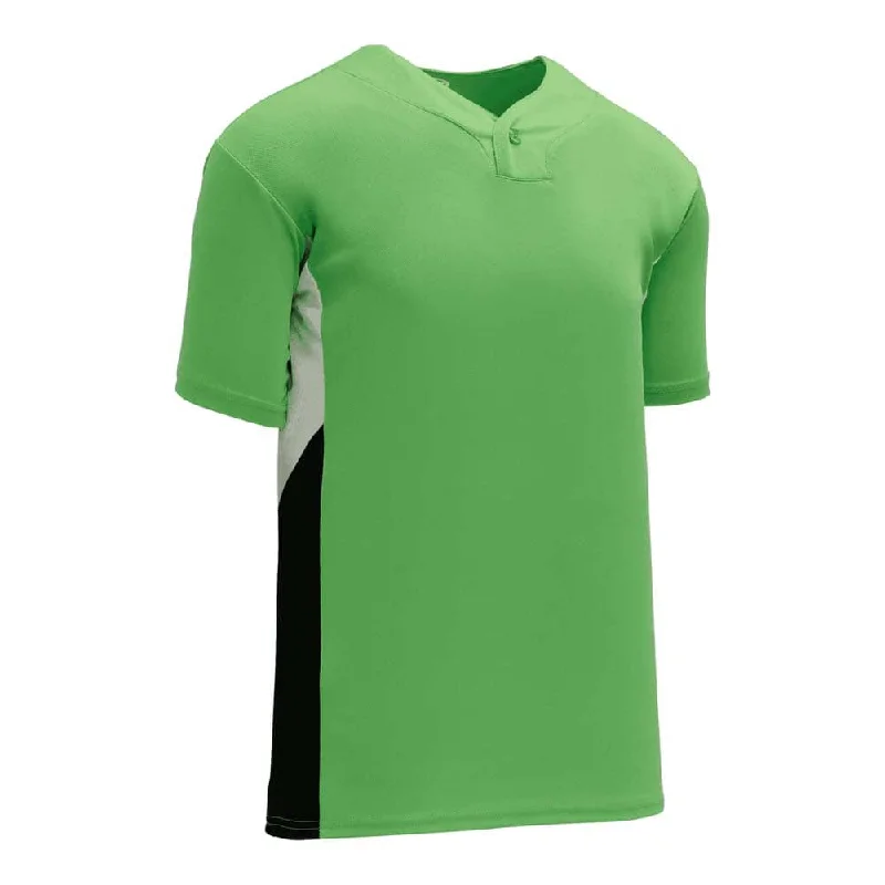 Baseball jerseys with long sleeves for cold weather-DryFlex Two-Tone Single Button Lime-Black-White Jersey