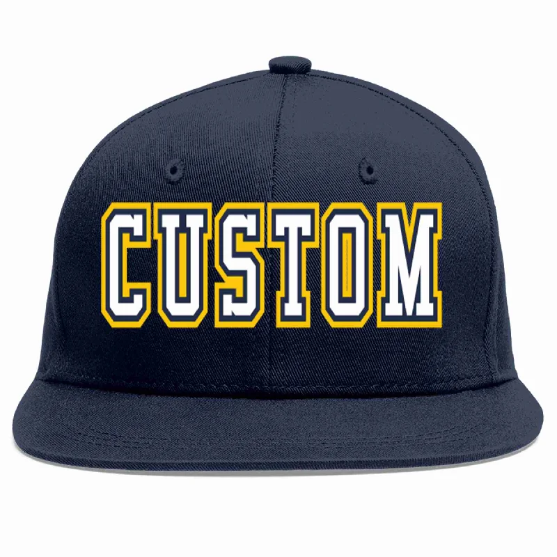 Innovative baseball cap designs-Custom Navy White-Navy Casual Sport Baseball Cap