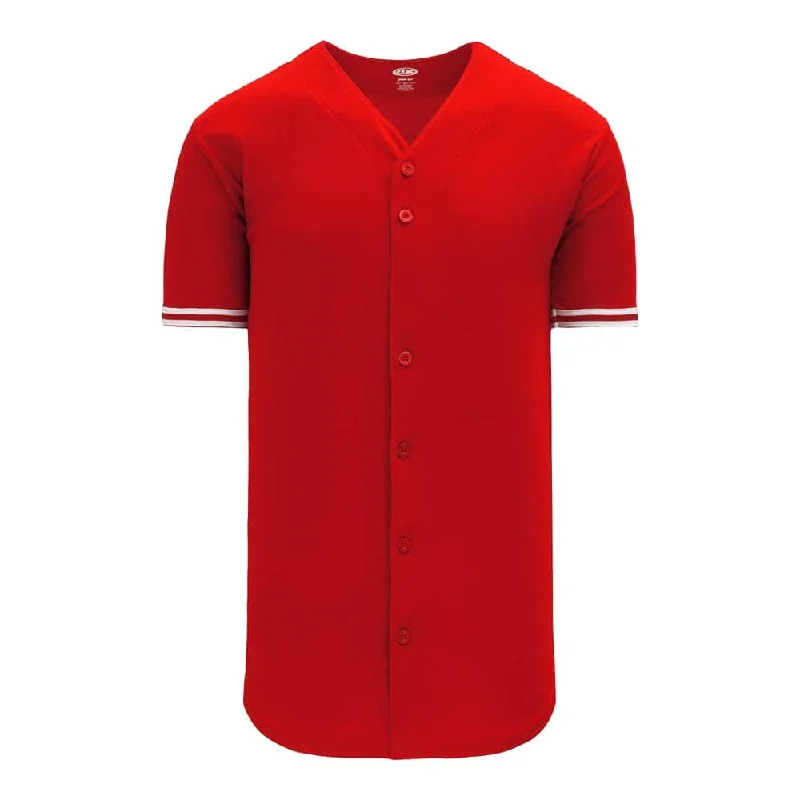 Baseball jerseys with oversized logos for team pride-Pro Full Button Down Red Jersey