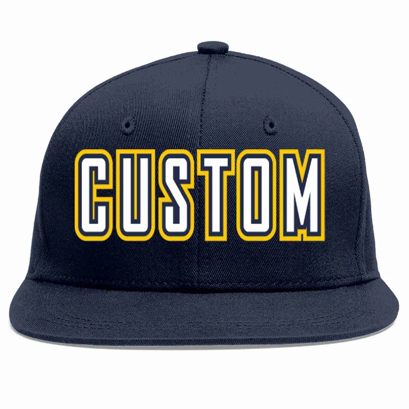 Athletic-style baseball caps-Custom Navy White-Navy Casual Sport Baseball Cap