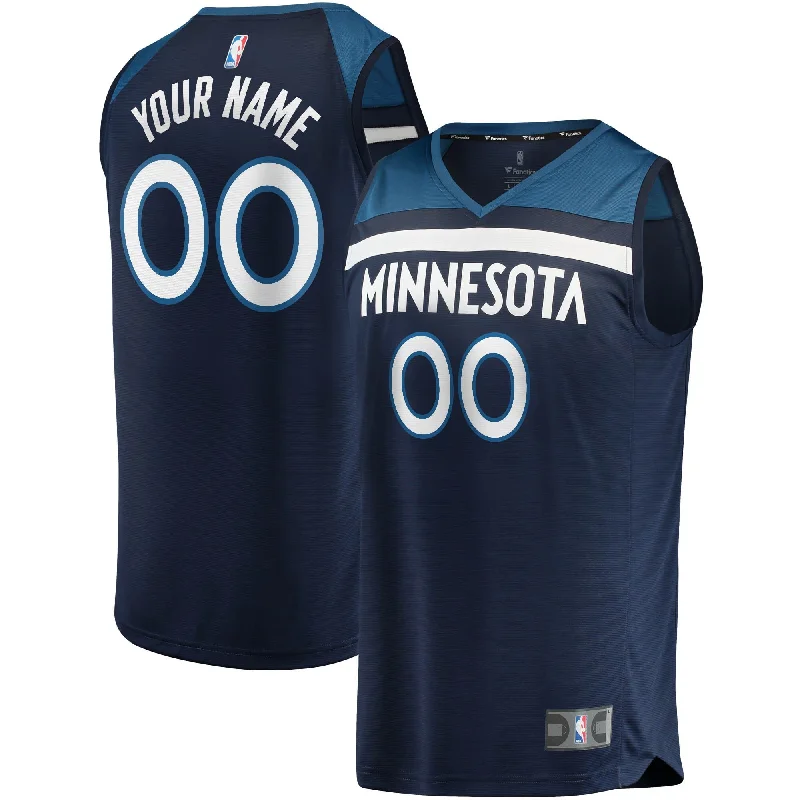 Lightweight and breathable basketball jerseys for athletes-Minnesota Timberwolves Branded Youth Fast Break Custom Basketball Jersey Navy - Icon Edition