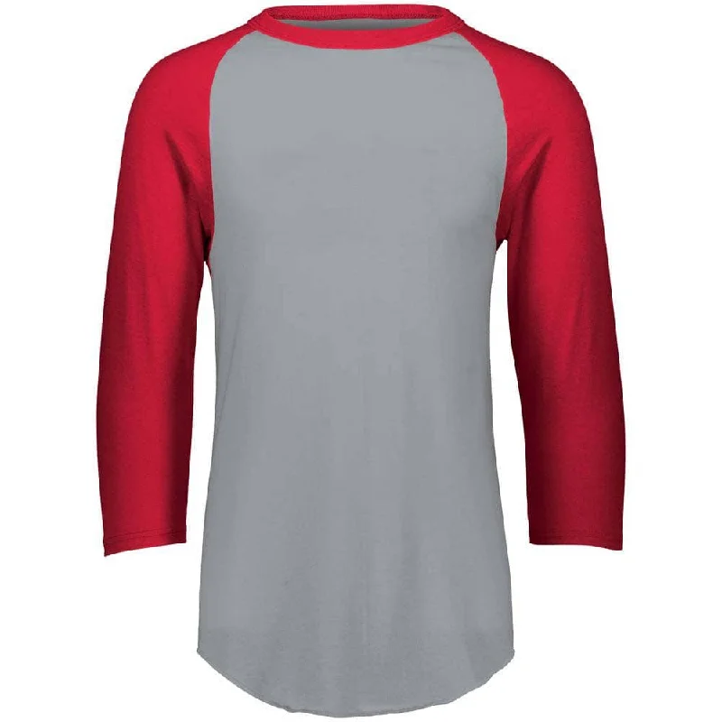 Baseball jerseys with multiple pockets for convenience-3-4 Sleeve Retro 2.0 Baseball Jersey Grey-Red