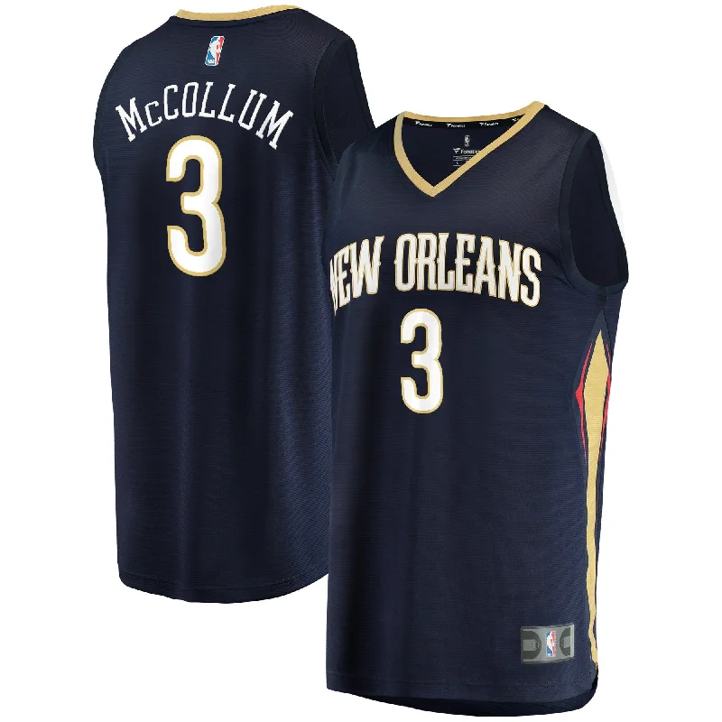 Custom striped basketball jerseys for teams-C.j. Mccollum New Orleans Pelicans Branded Youth Fast Break Player Basketball Jersey Navy - Icon Edition