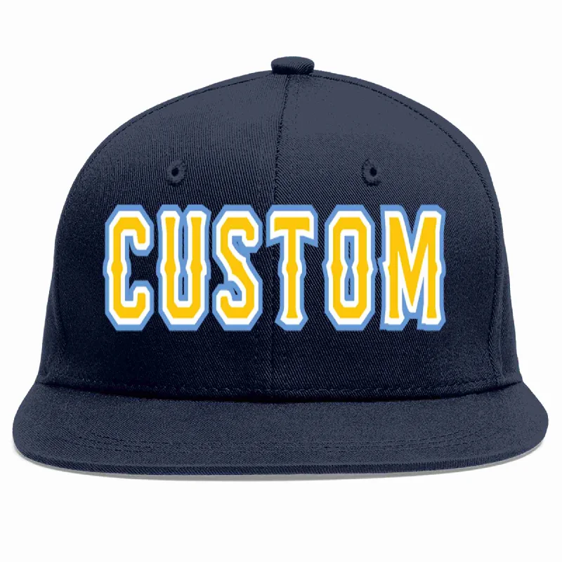 Comfort of everyday baseball caps-Custom Navy Gold-White Casual Sport Baseball Cap