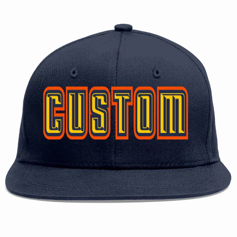 Interior lining features in baseball caps-Custom Navy Gold-Navy Casual Sport Baseball Cap