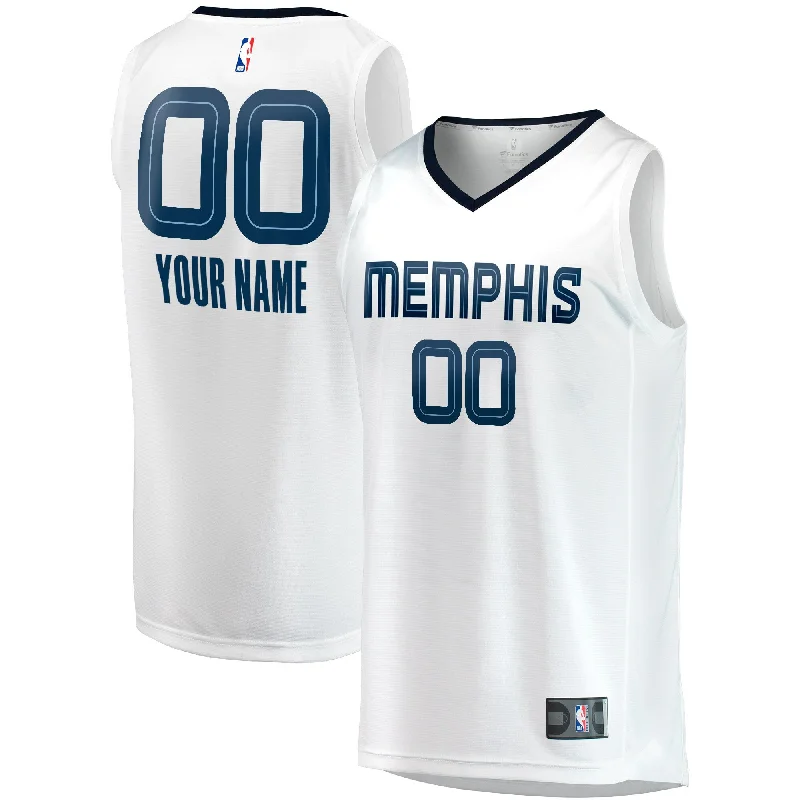 Basketball jerseys with team name and player number prints-Memphis Grizzlies Branded Youth Fast Break Custom Basketball Jersey - Association Edition - White