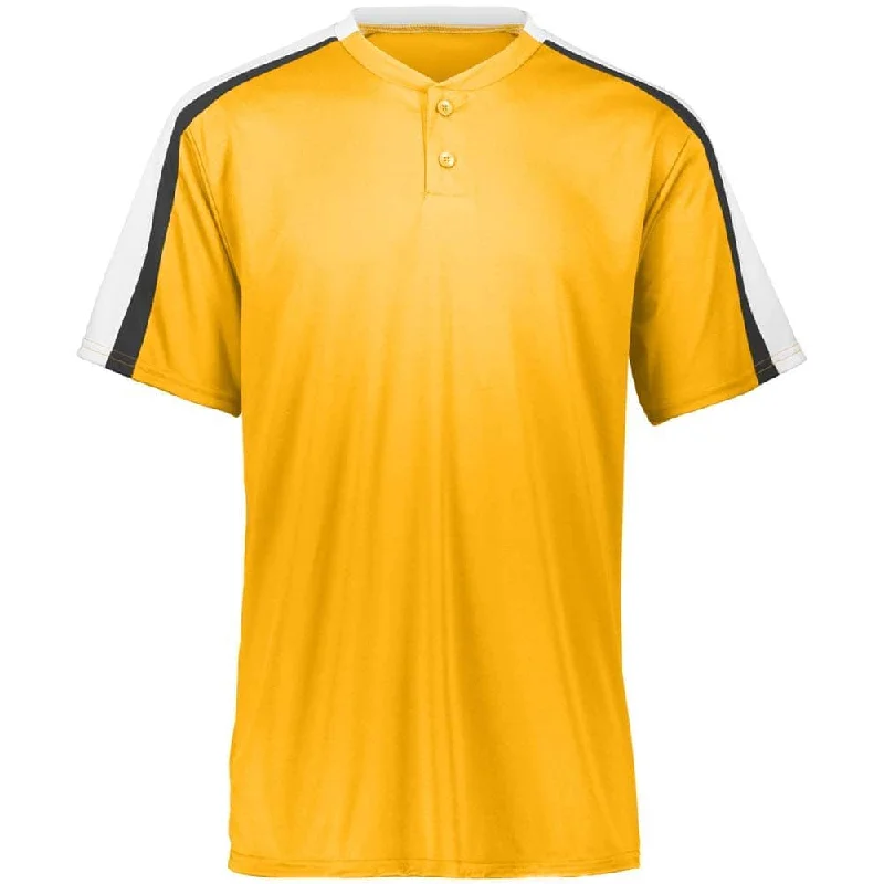 Baseball jerseys with contrasting piping for style-Power Plus 2 Button Jersey Gold with White-Black