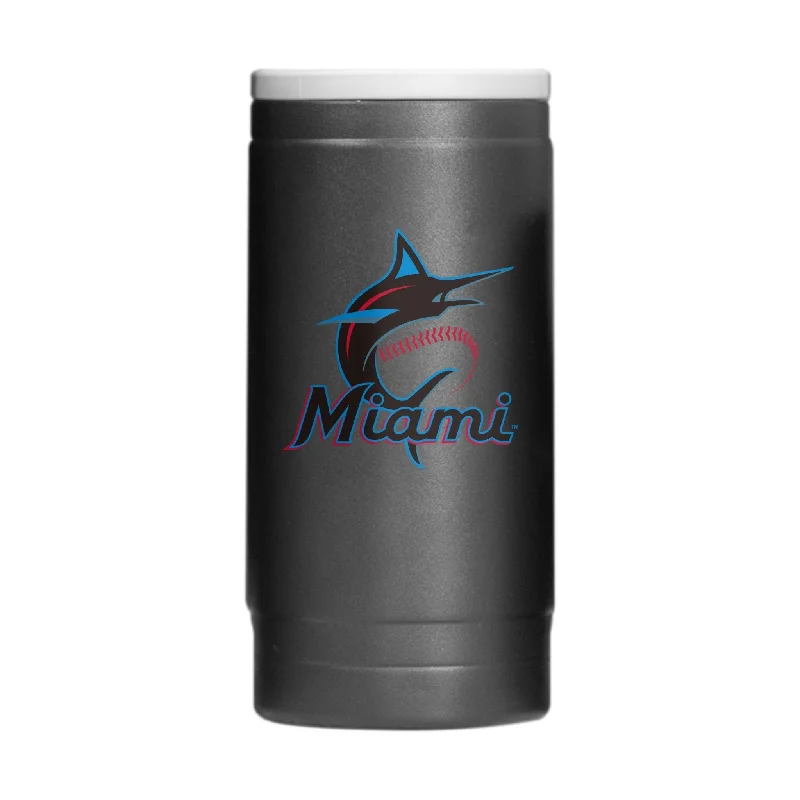 Best promotional team cups for businesses-Miami Marlins Flipside Powder Coat Slim Can Coolie