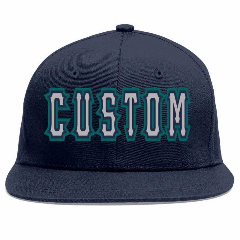 Baseball cap material options-Custom Navy Gray-Navy Casual Sport Baseball Cap