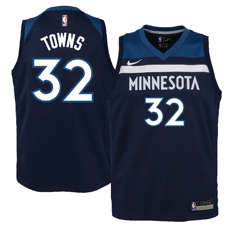 Durable basketball jerseys for outdoor play-Karl-anthony Towns Minnesota Timberwolves Youth Swingman Basketball Jersey Navy - Icon Edition