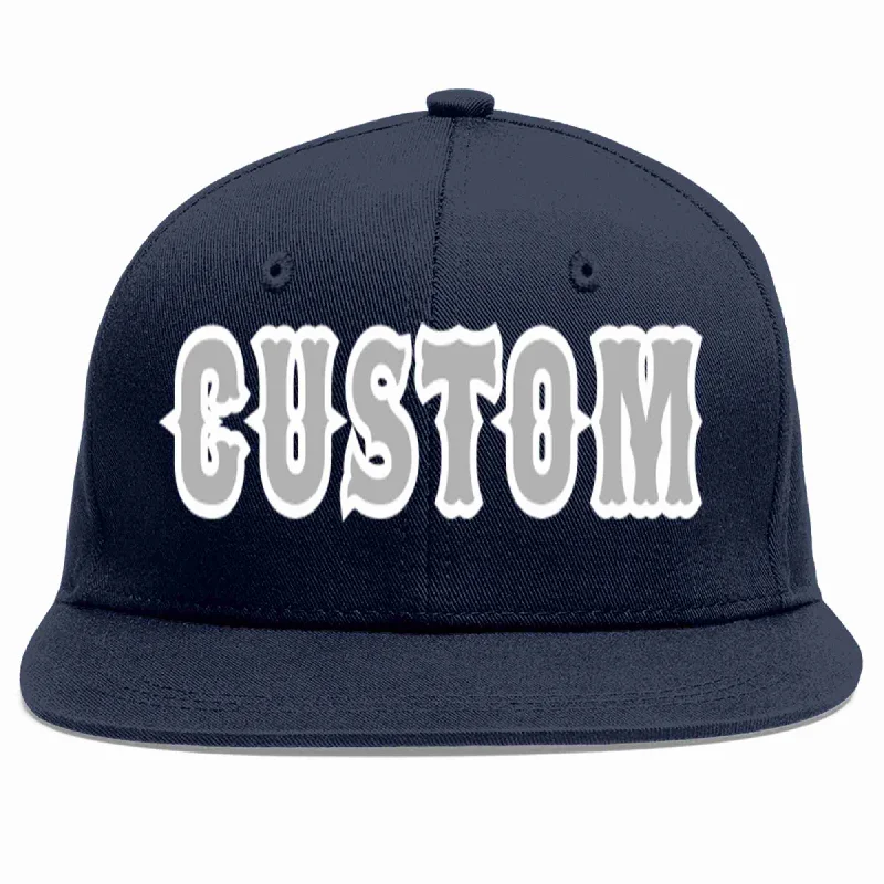 All-season baseball caps-Custom Navy Gray-White Casual Sport Baseball Cap