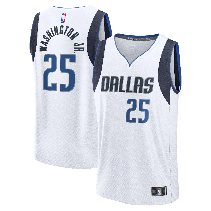 Custom basketball jerseys with embroidered team mascots-Pj Washington Jr. Dallas Mavericks Branded Youth Fast Break Player Basketball Jersey - Association Edition - White